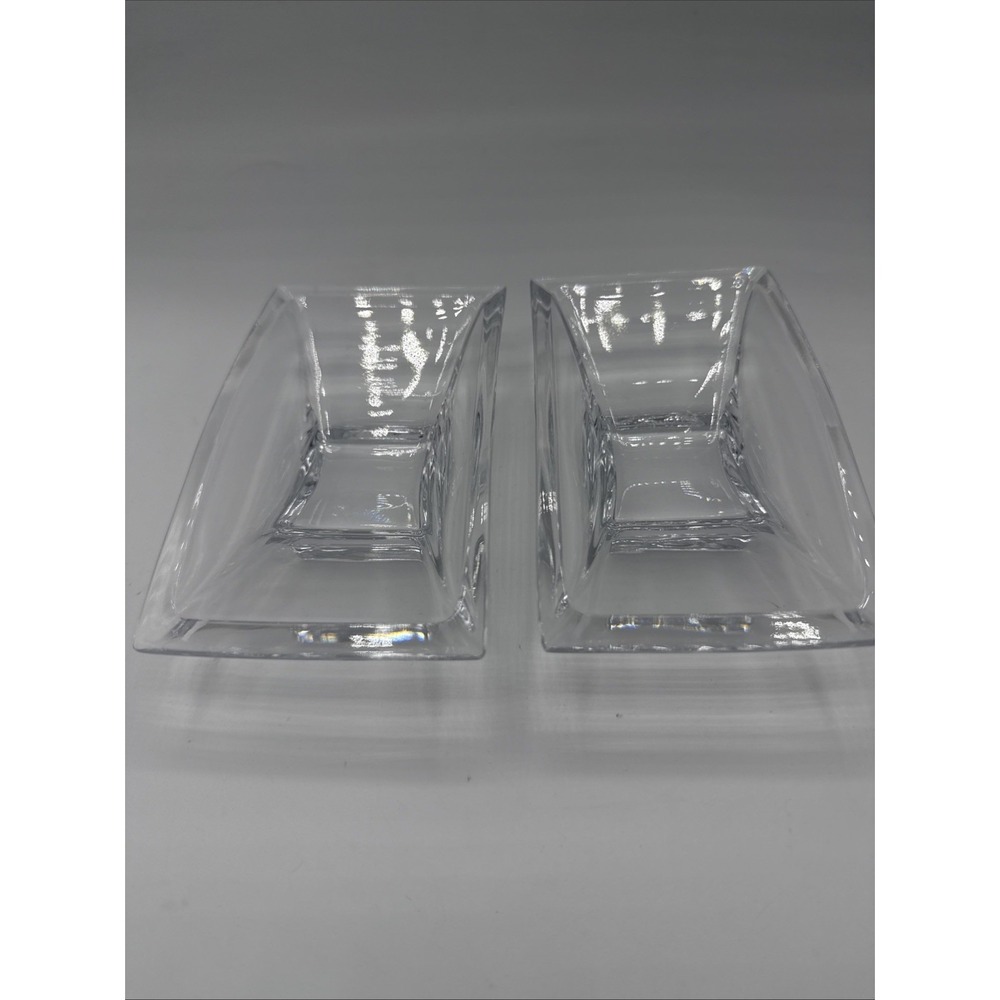 NAMBE PLANAR LEAD CRYSTAL VOTIVE HOLDERS -  5 1/2 INCHES - SET OF 2 - USED